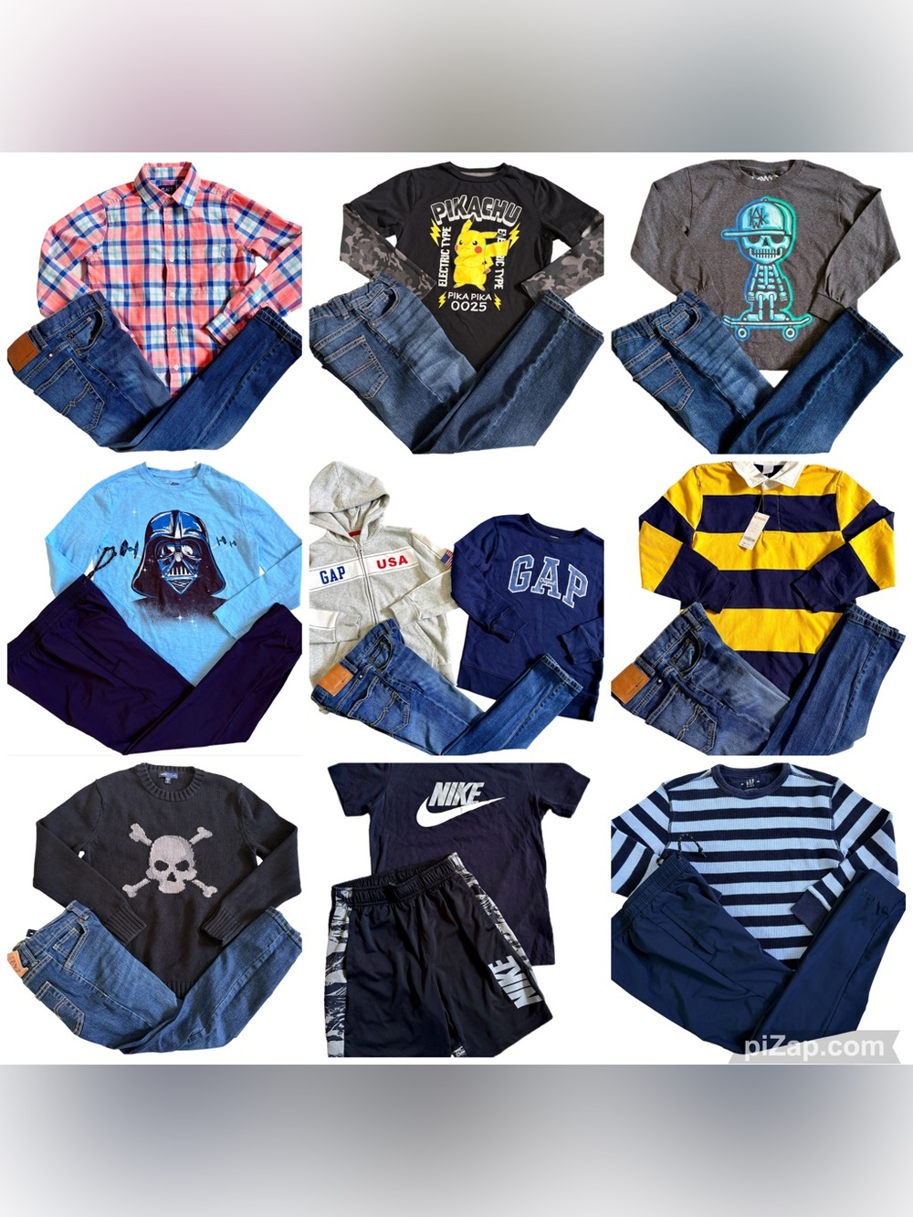 BOYS SIZE 8 NIKE, GAP & LEVIS 15 PIECE CLOTHING BUNDLE!